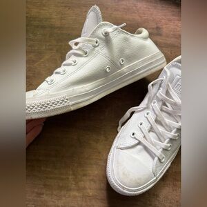 Converse All White Leather Sneakers